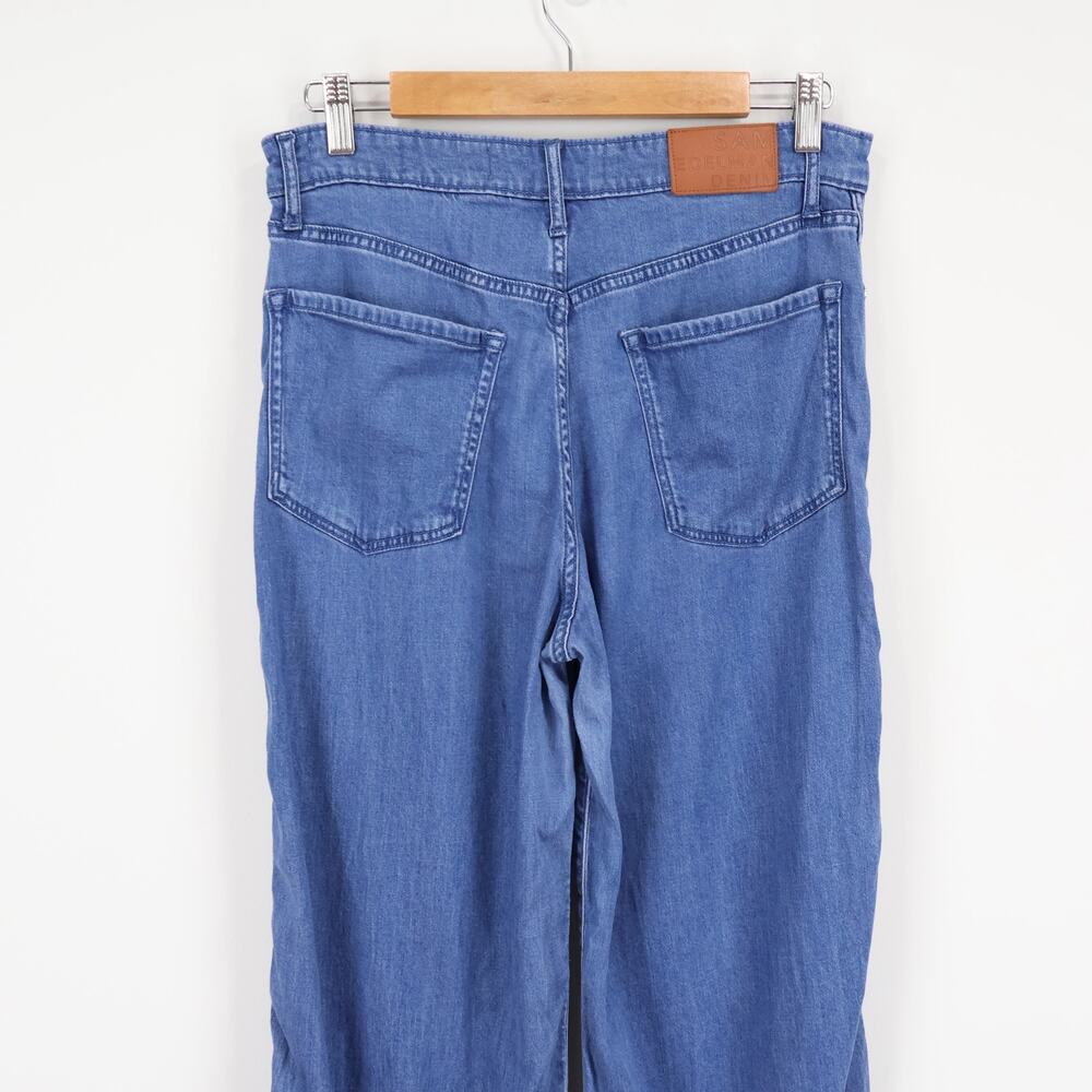 Sam Edelman High Rise Cuffed Wide Leg Jean Medium Denim Size 28 Long - Picture 7 of 10